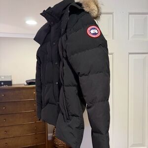 Canada Goose Black Puffer Jacket with Fur Trim